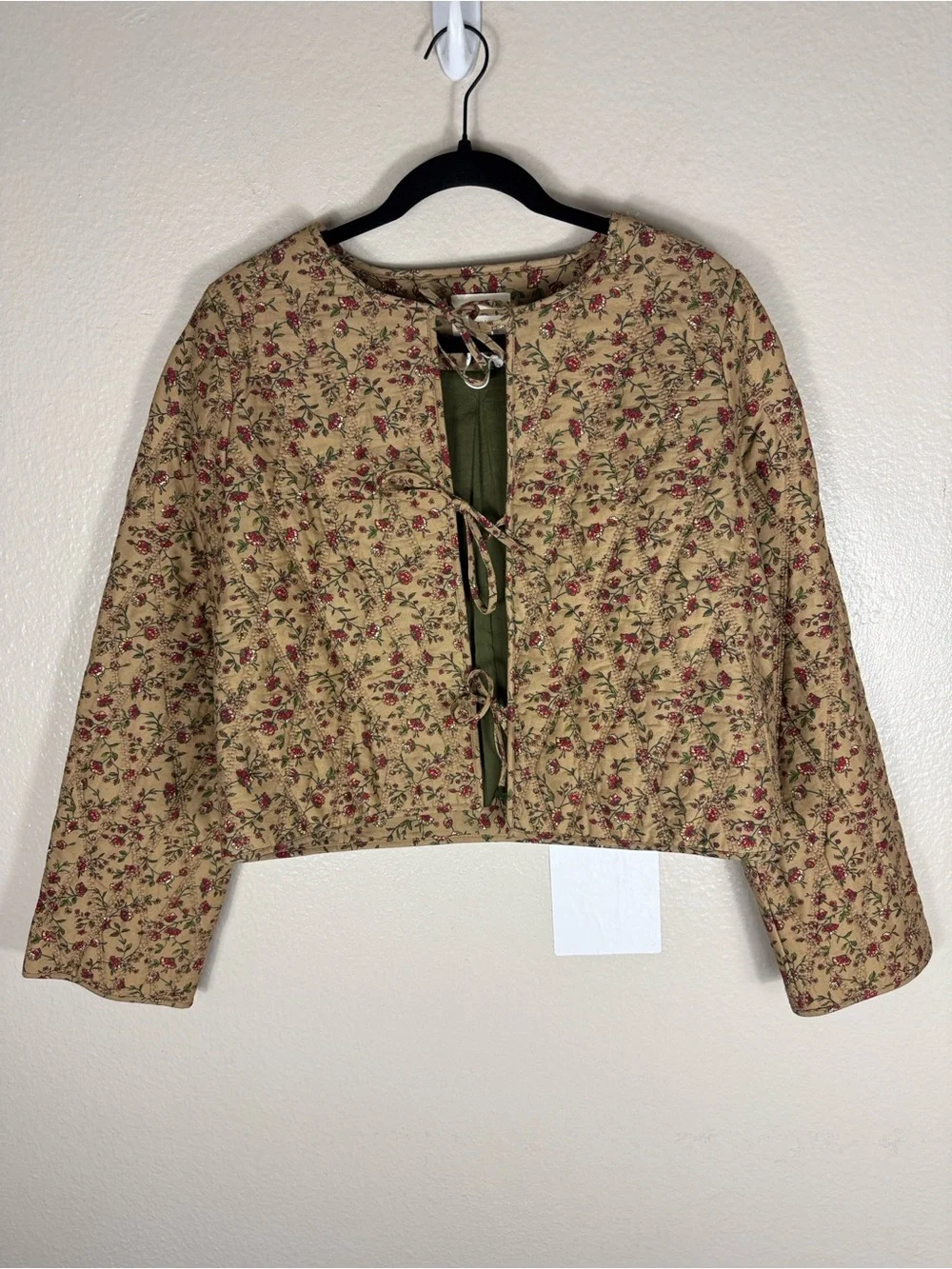 Sezane Paoline Quilted Jacket in Miranda Beige Print